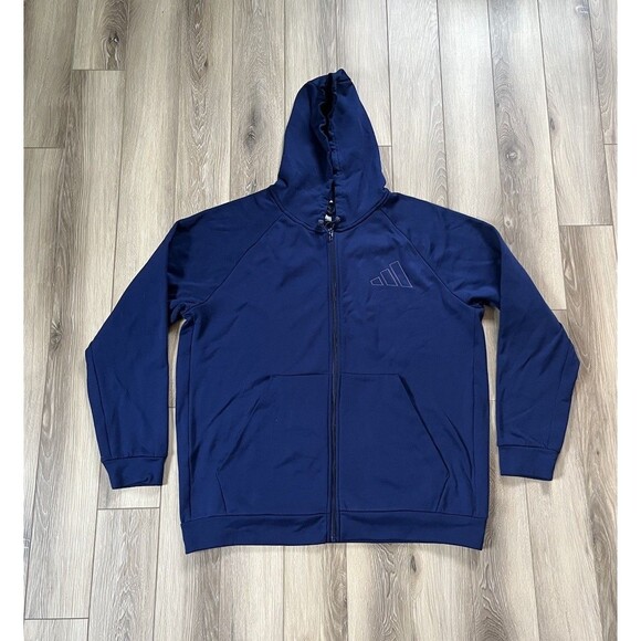 Adidas Game and Go Full Zip Men's Size 2XL Blue Training Track Hoodie HZ3060 - Picture 1 of 9